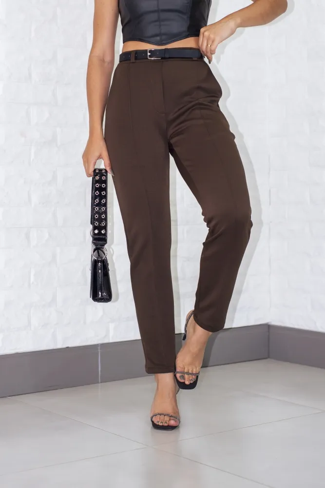 Calça de luxo Lady Griffe Marrom